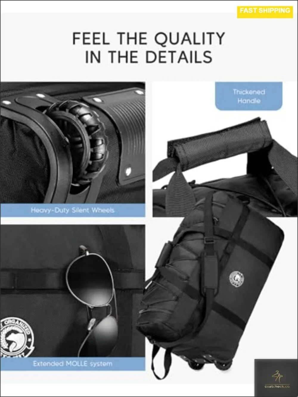 100L Rolling Foldable Duffle Bag, Heavy Duty Oxford Travel Duffel with Wheels,